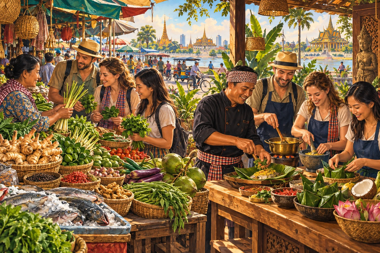 Illustrated Khmer Cooking Class And Market Tour