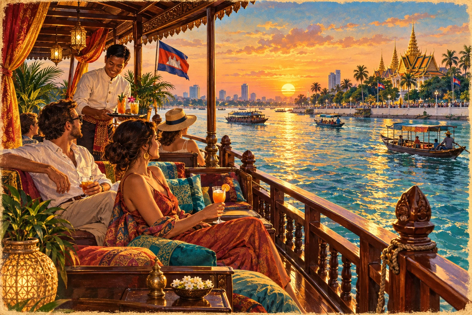 Illustrated Mekong Sunset Cruise