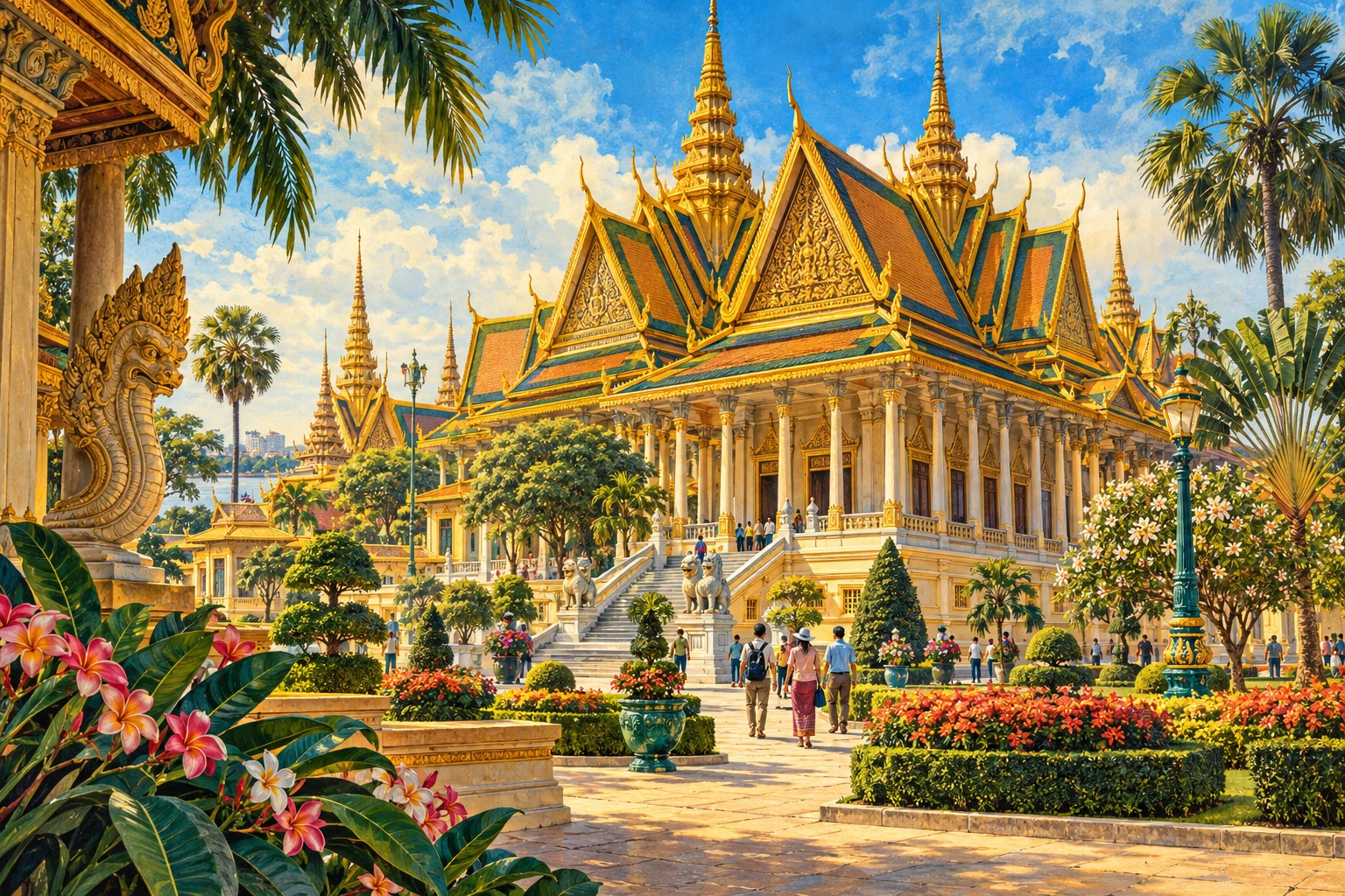 Illustrated view of Royal Palace Phnom Penh