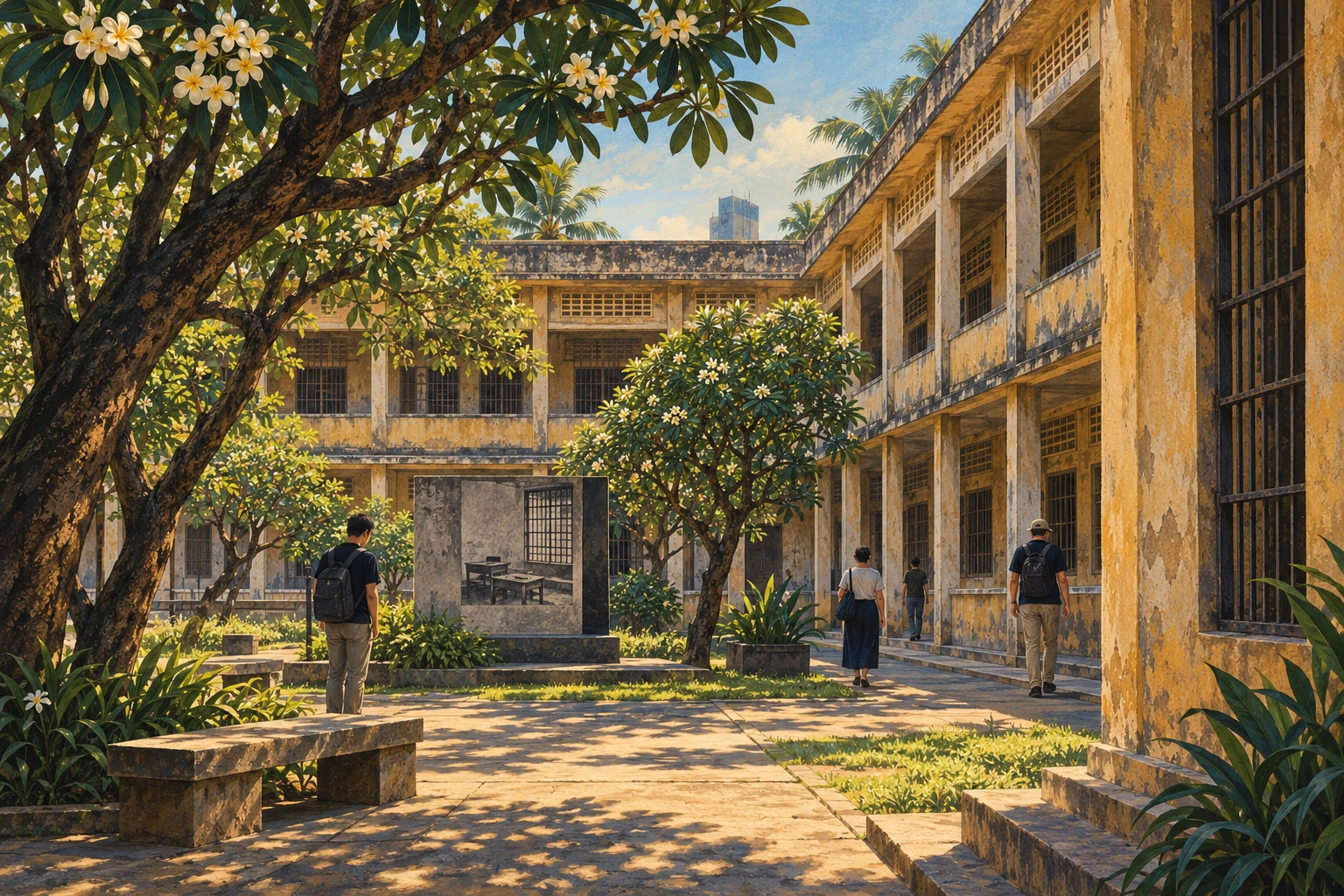 Illustrated view of Tuol Sleng Genocide Museum
