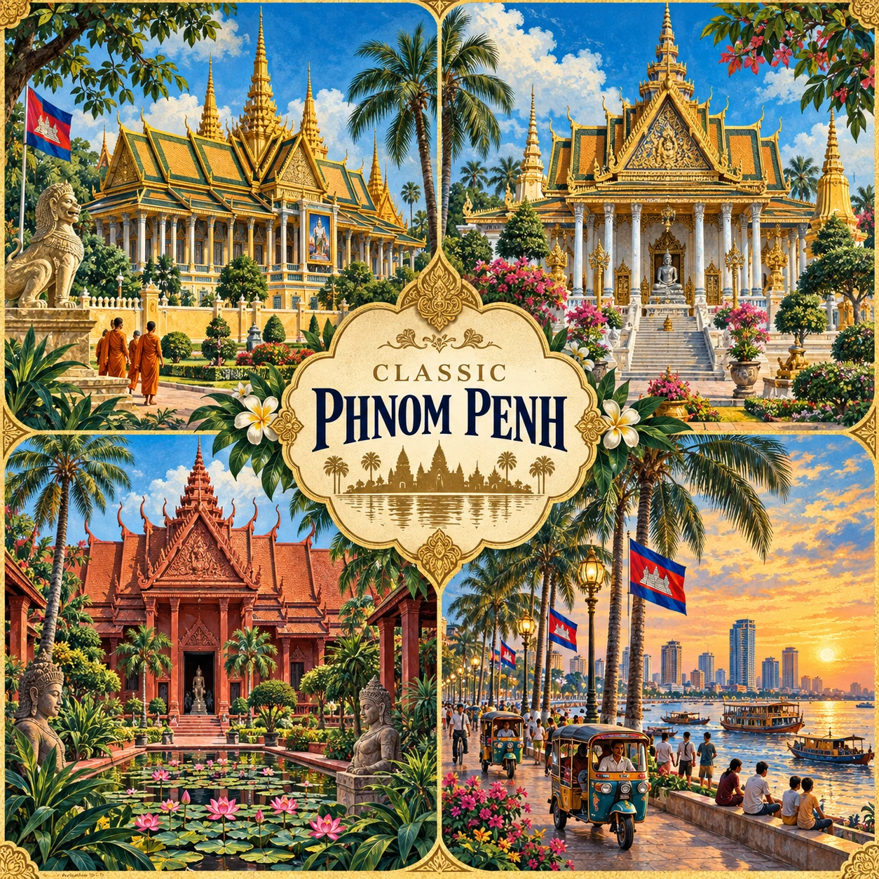 Illustrated Classic Phnom Penh Highlights Route