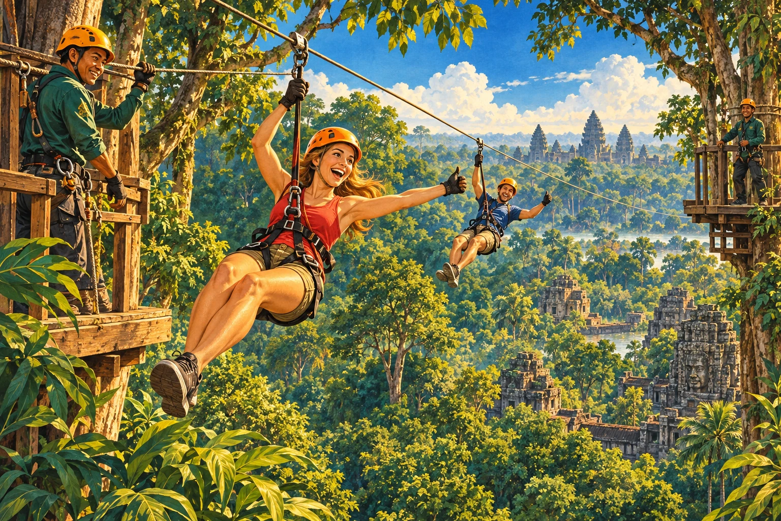 Illustrated Angkor Zipline Adventure