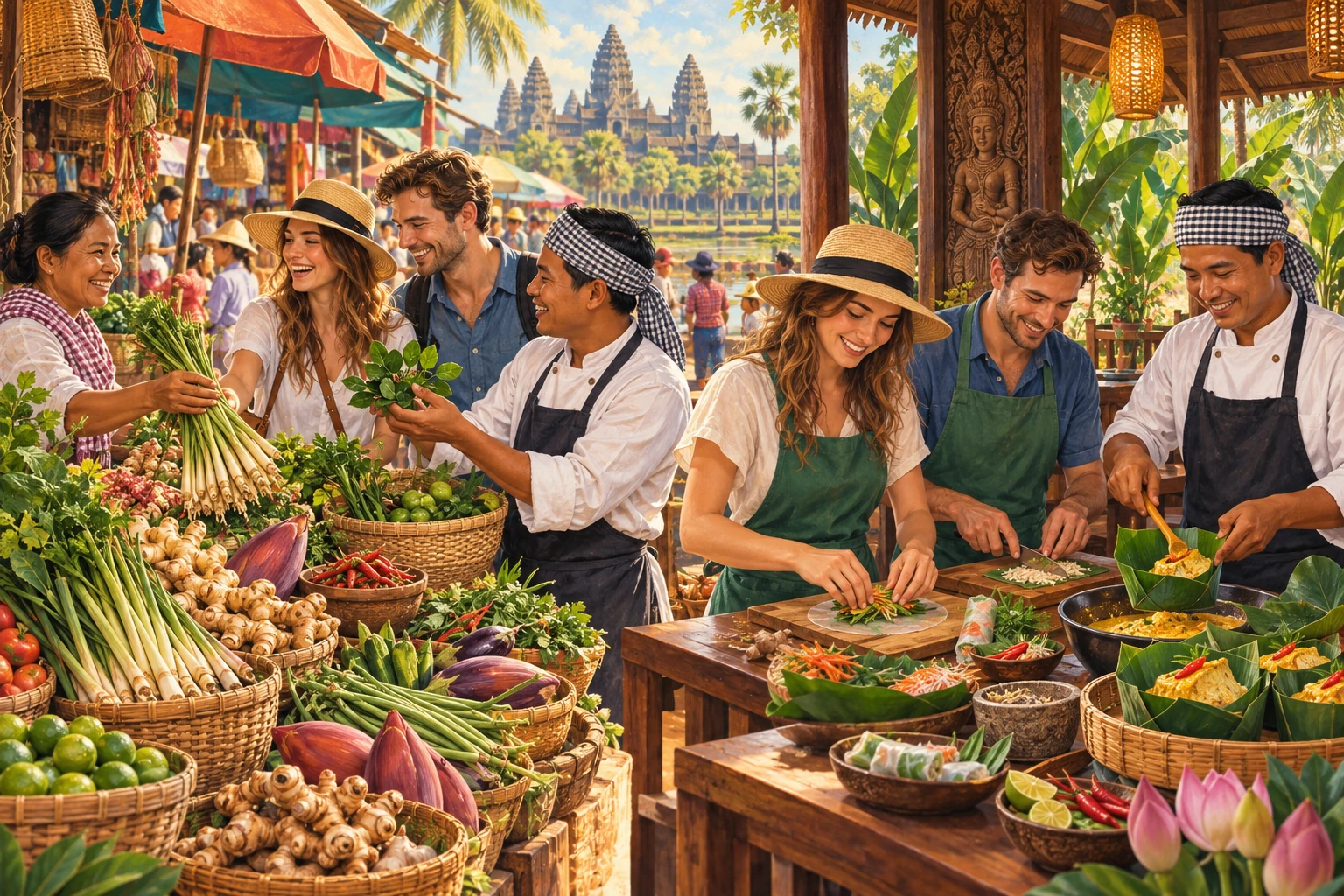 Illustrated Khmer Cooking Class And Market Tour