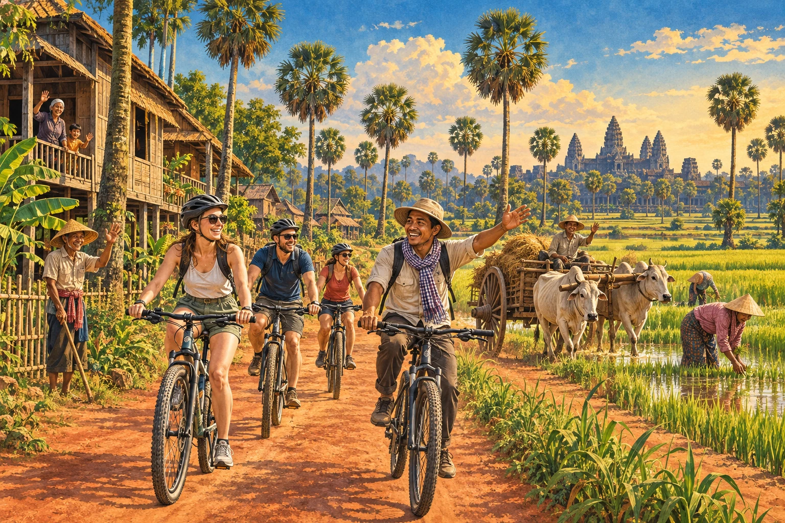 Illustrated Siem Reap Countryside Cycling Tour