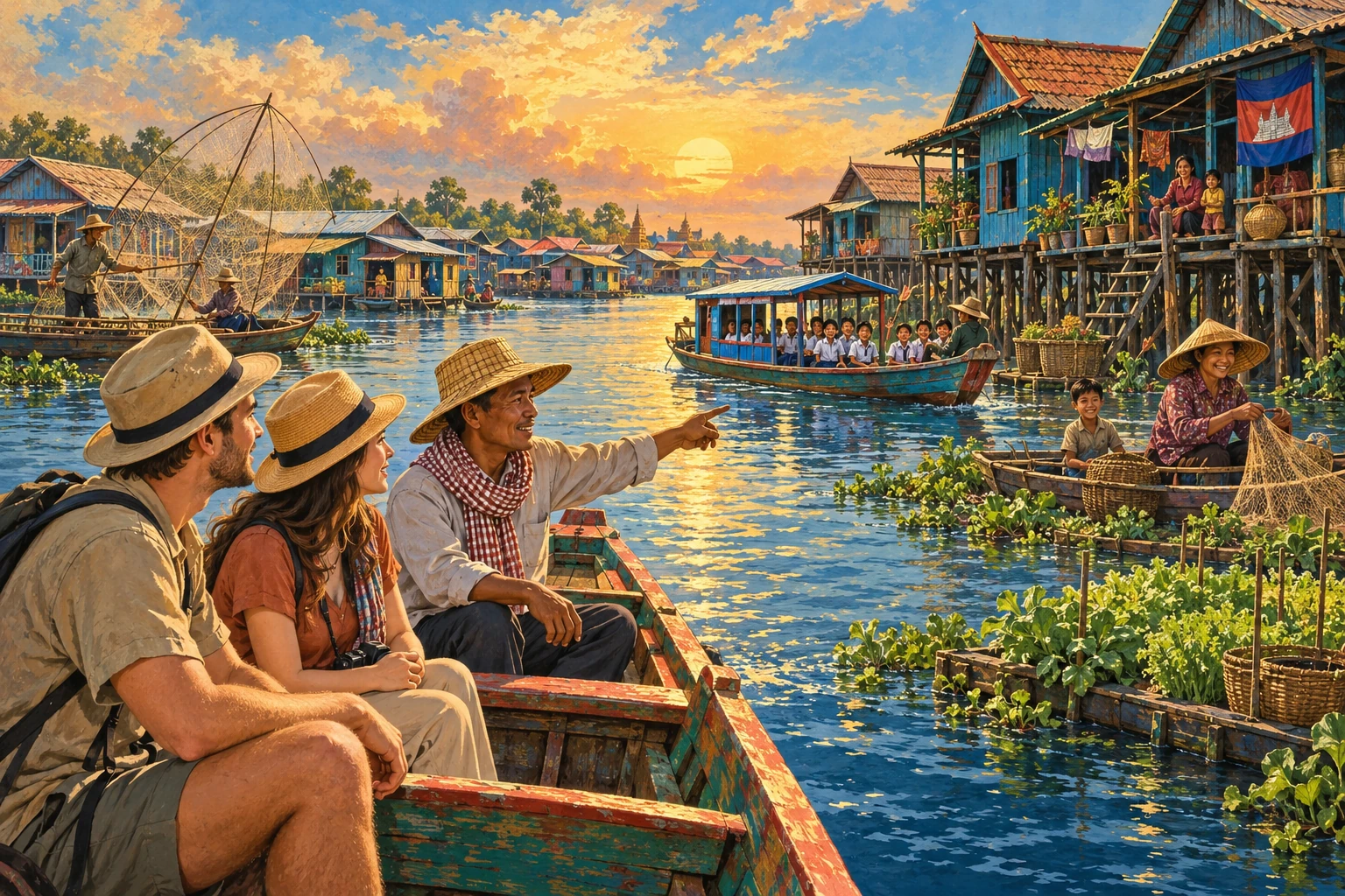 Illustrated Tonle Sap Floating Village Boat Tour