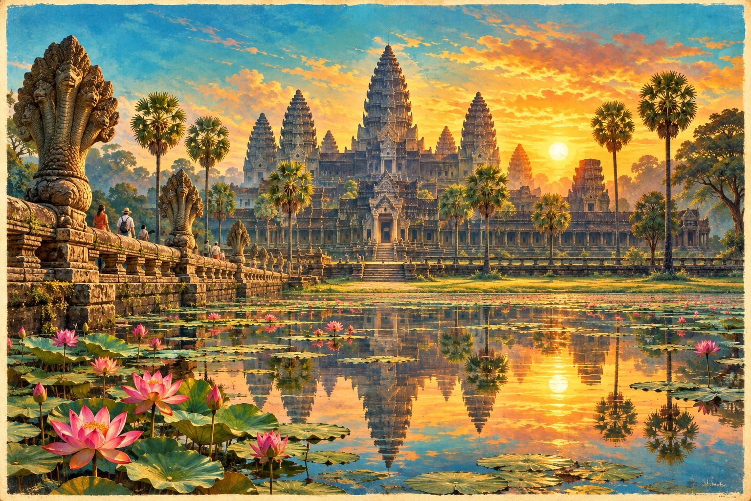 Illustrated view of Angkor Wat