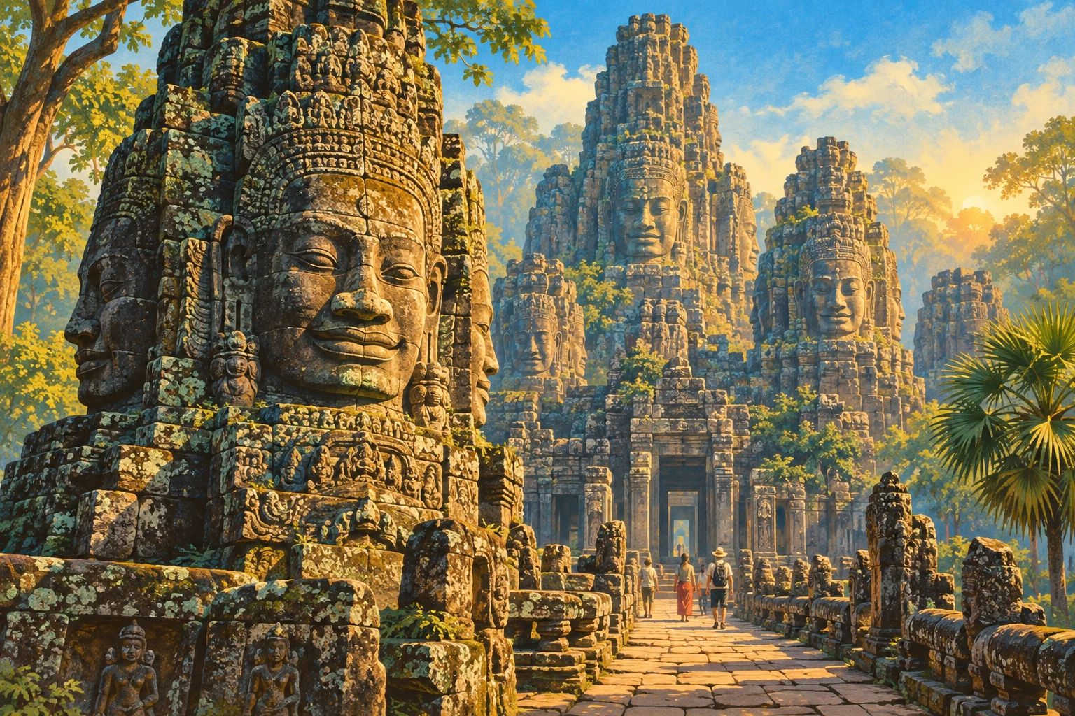 Illustrated view of Bayon Temple
