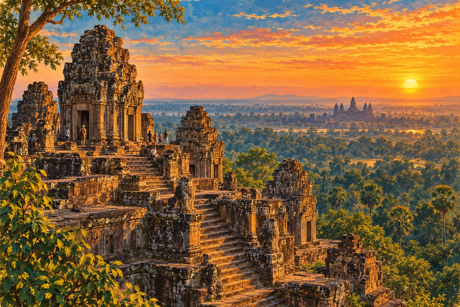 Illustrated view of Phnom Bakheng