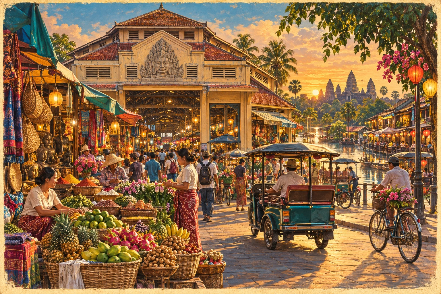 Illustrated view of Siem Reap Old Market