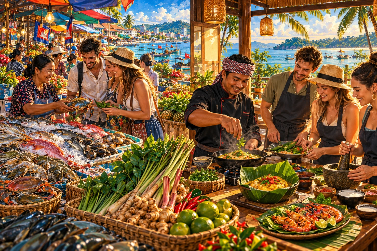 Illustrated Khmer Cooking Class And Market Tour