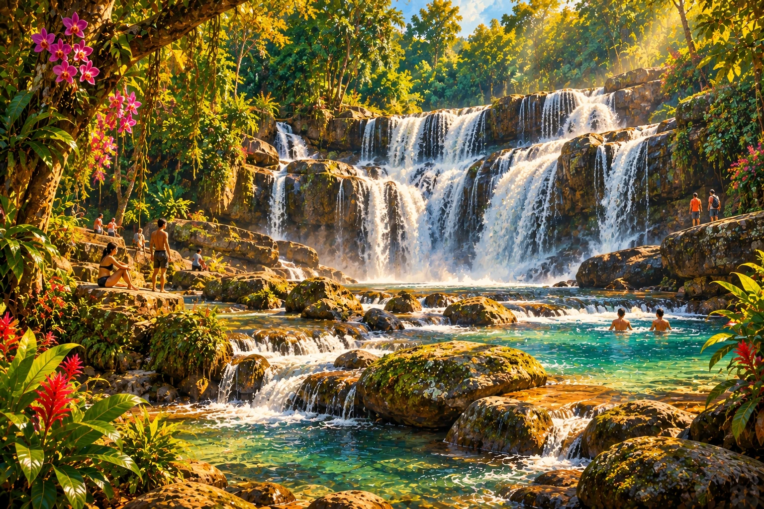 Illustrated view of Kbal Chhay Waterfall