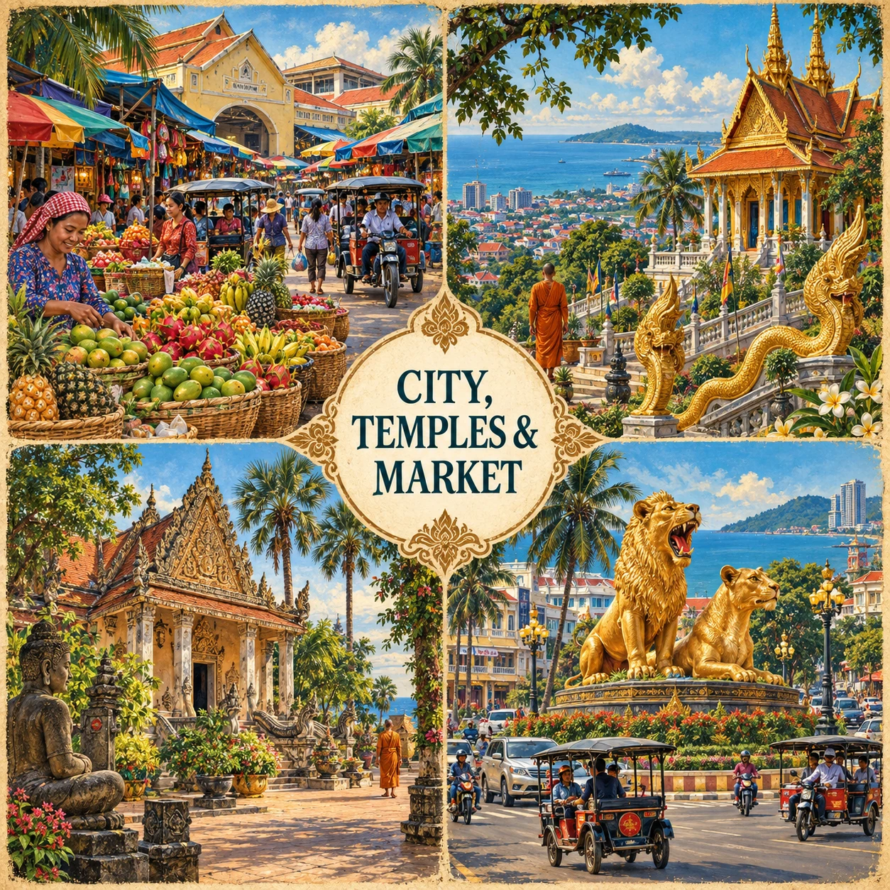 Illustrated City Temples And Market Route