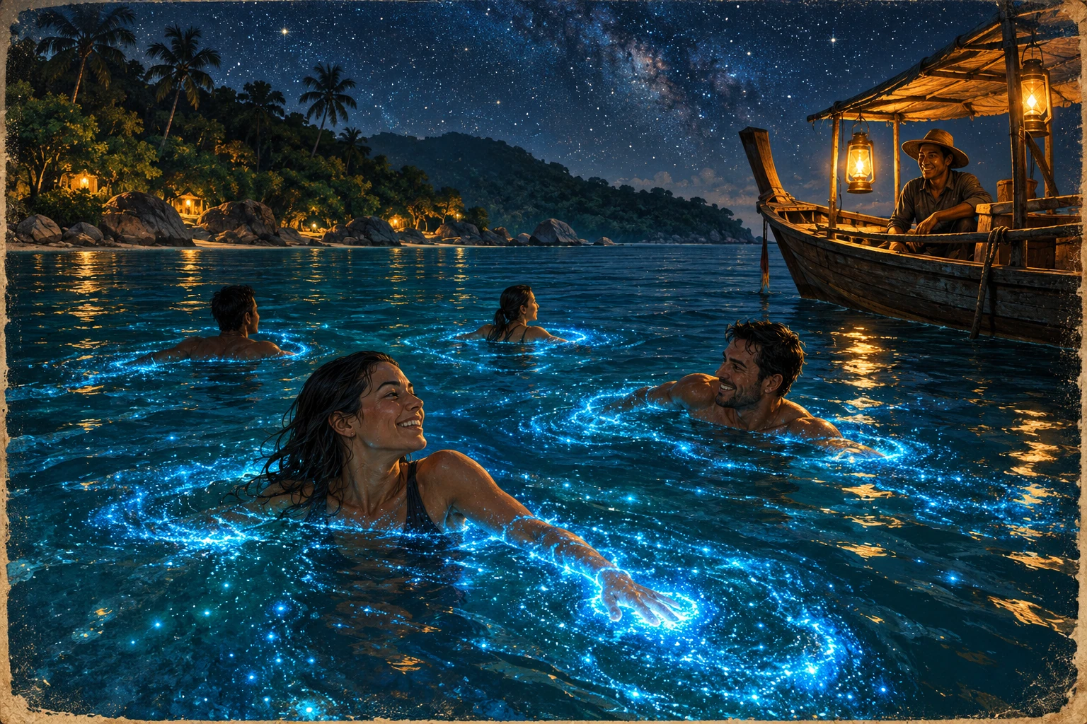 Illustrated Bioluminescent Plankton Swim