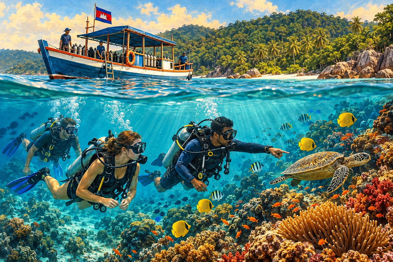Illustrated Koh Rong Scuba Diving Experience