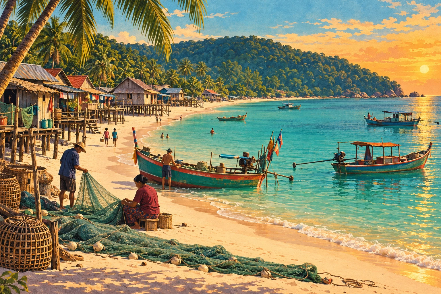 Illustrated view of Sok San Beach