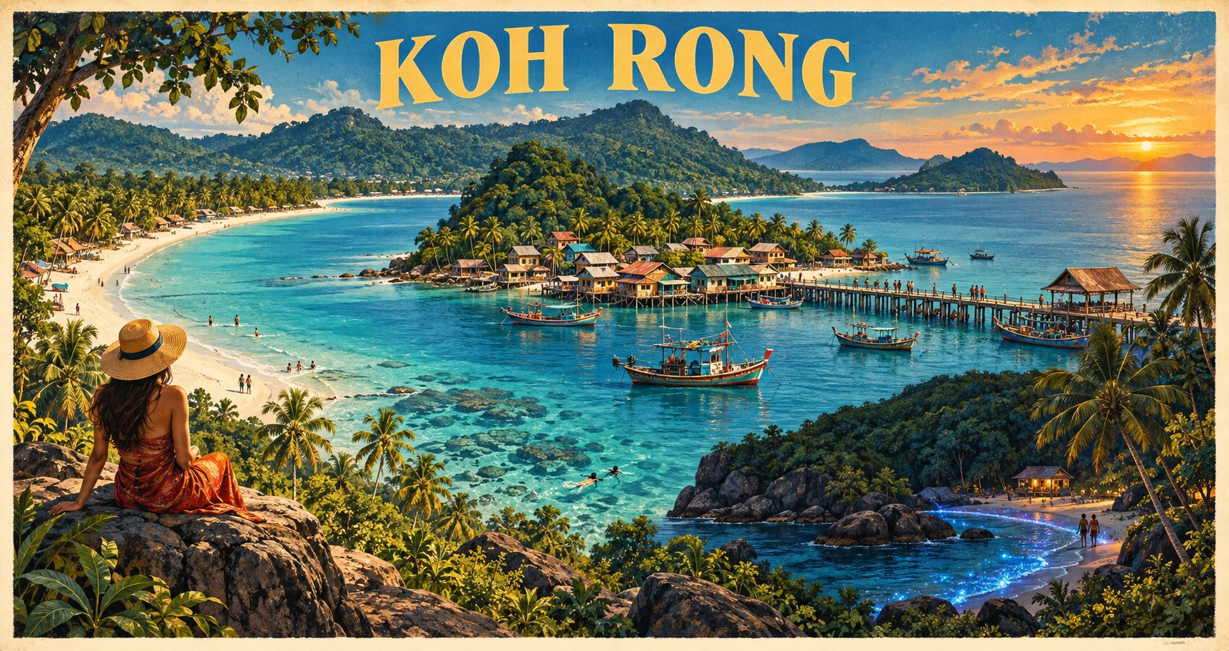 Illustrated panorama of Koh Rong