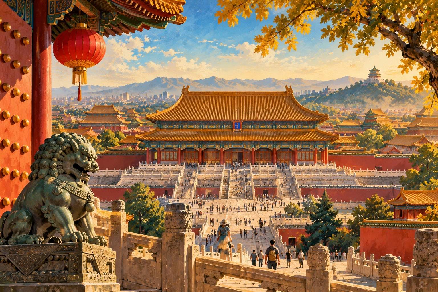Illustrated Forbidden City in Beijing, China