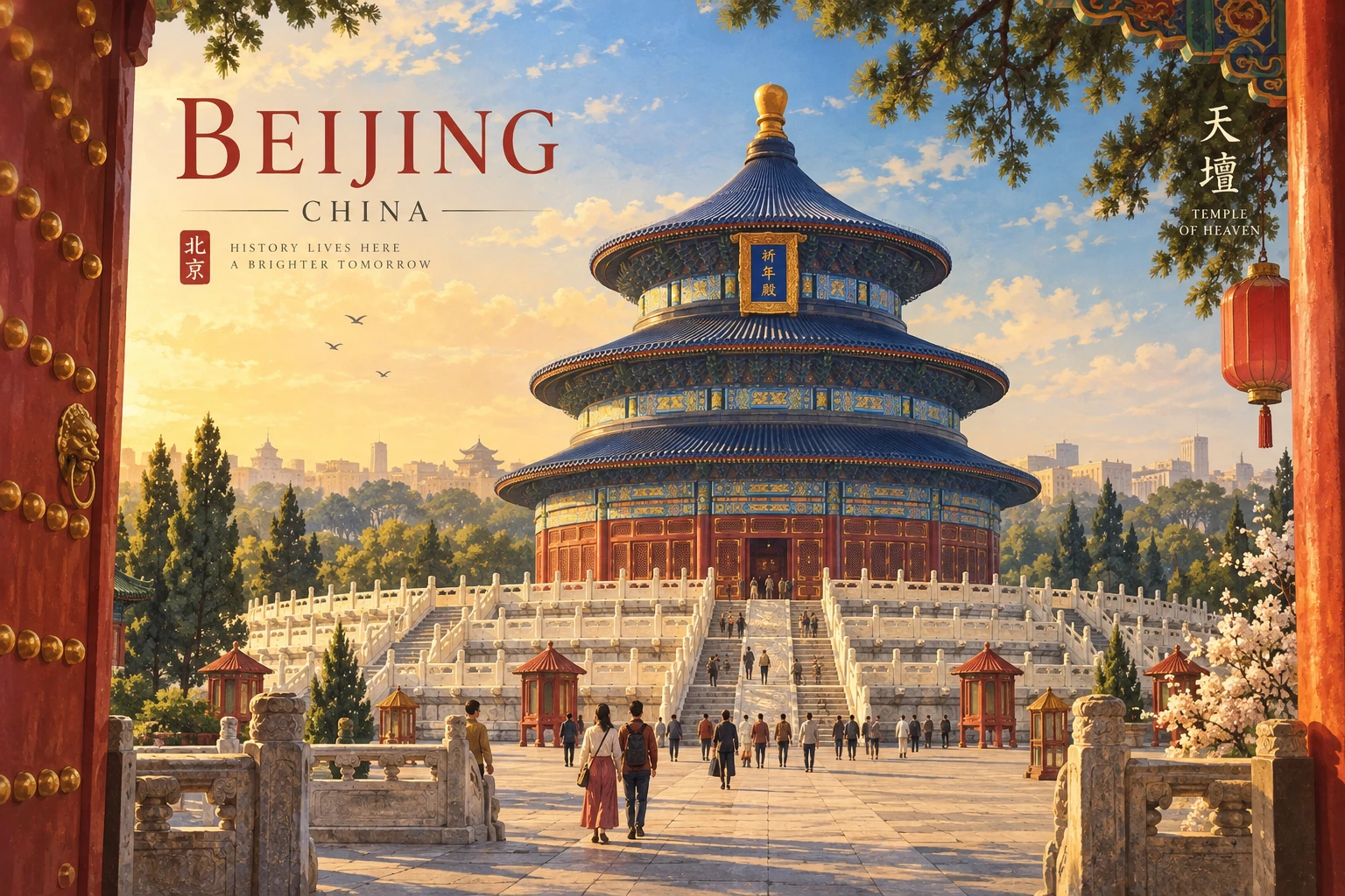 Illustrated Temple of Heaven in Beijing, China