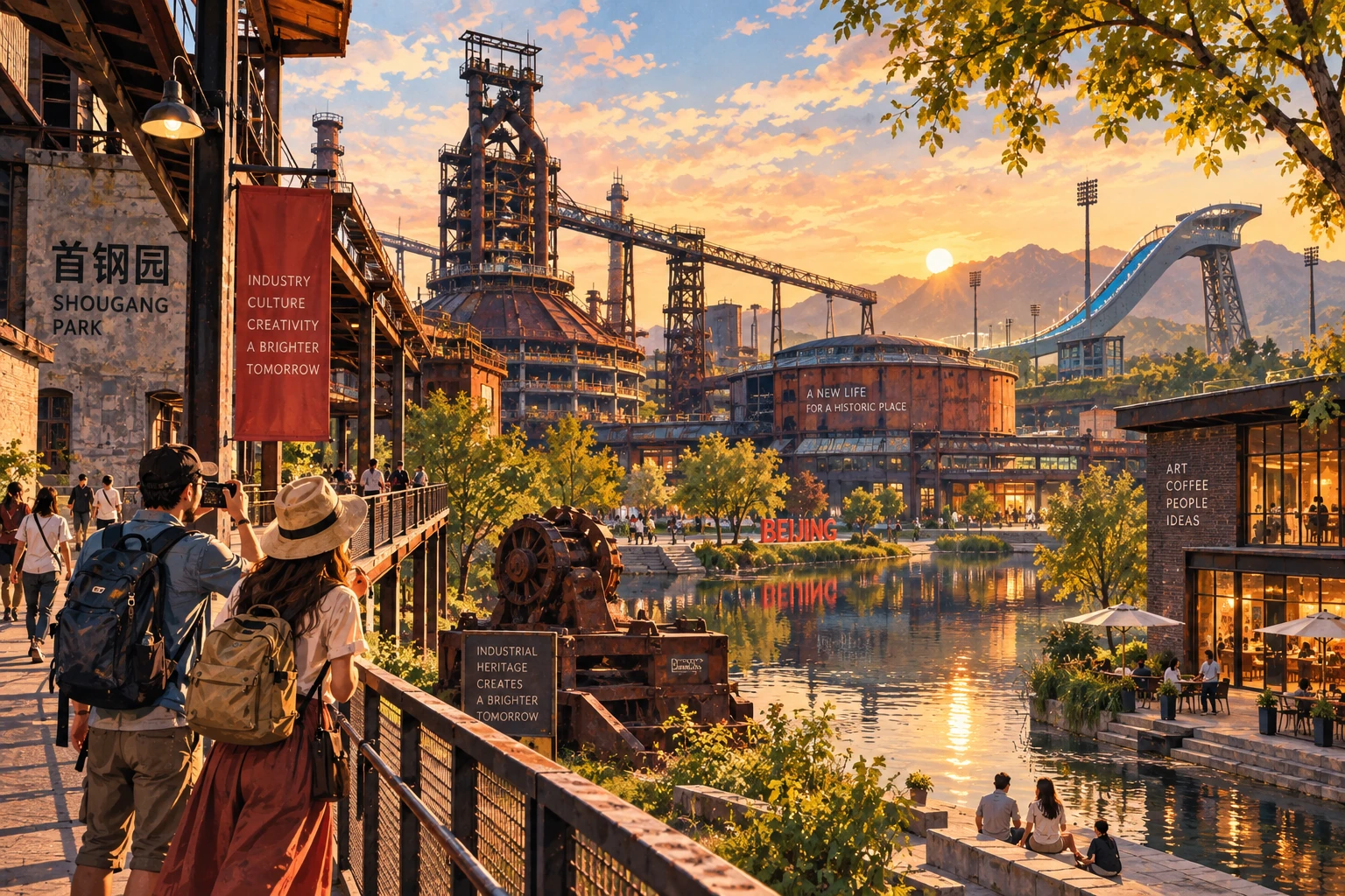 Illustrated Shougang Park in Beijing, China