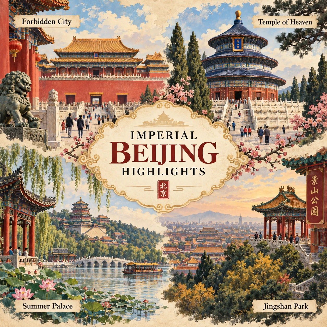 Illustrated Imperial Beijing highlights in Beijing, China