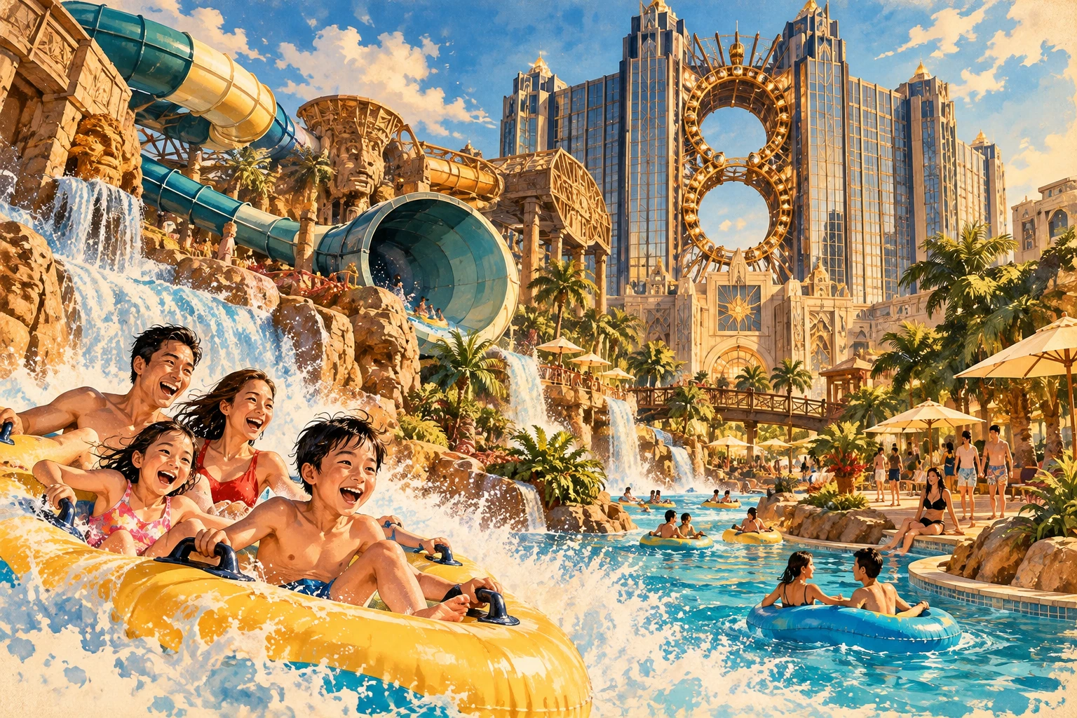 Illustrated Studio City Water Park in Macau, China