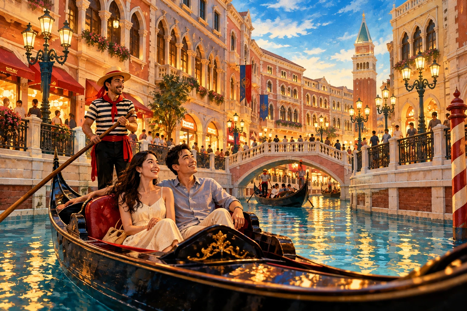 Illustrated Venetian Macao gondola ride in Macau, China