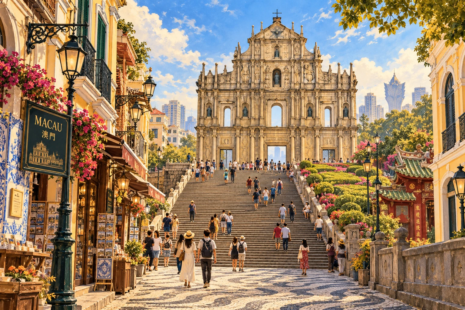 Illustrated Ruins of St. Paul's in Macau, China
