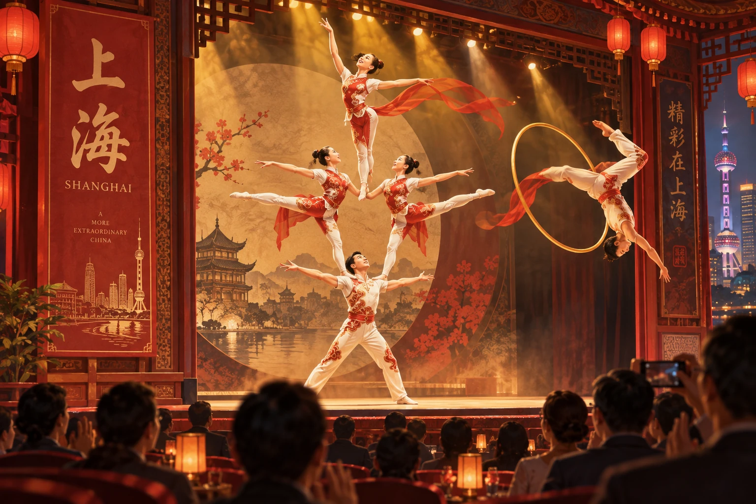 Illustrated Shanghai acrobatics show in Shanghai, China