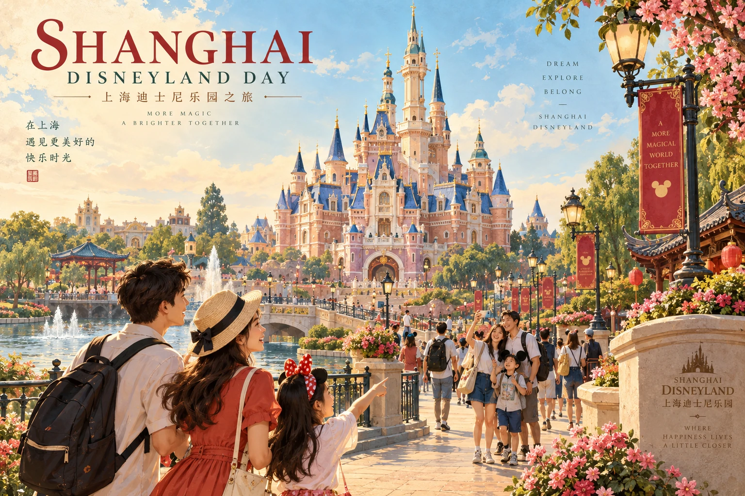 Illustrated Shanghai Disneyland day in Shanghai, China