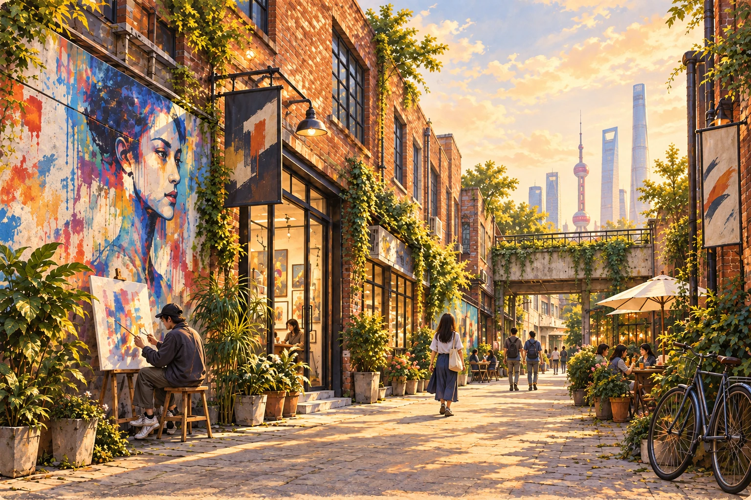 Illustrated M50 Art District in Shanghai, China