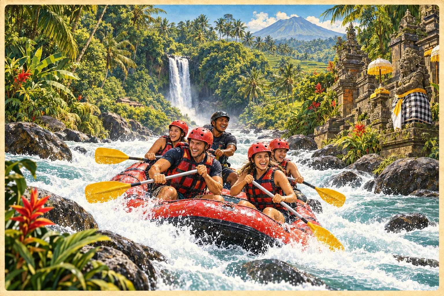 Illustrated Raft the Ayung River experience