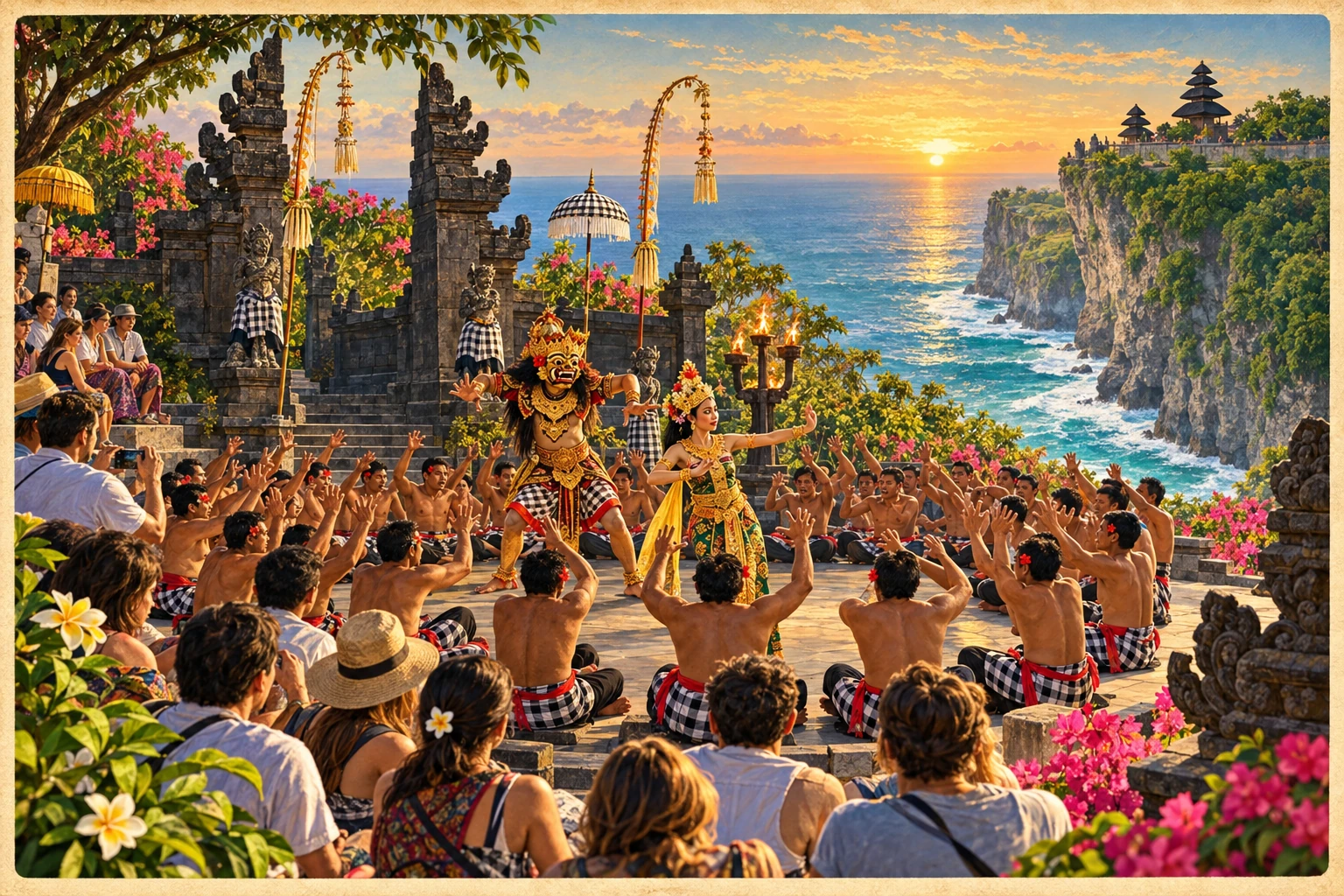 Illustrated Watch the Uluwatu Kecak dance experience