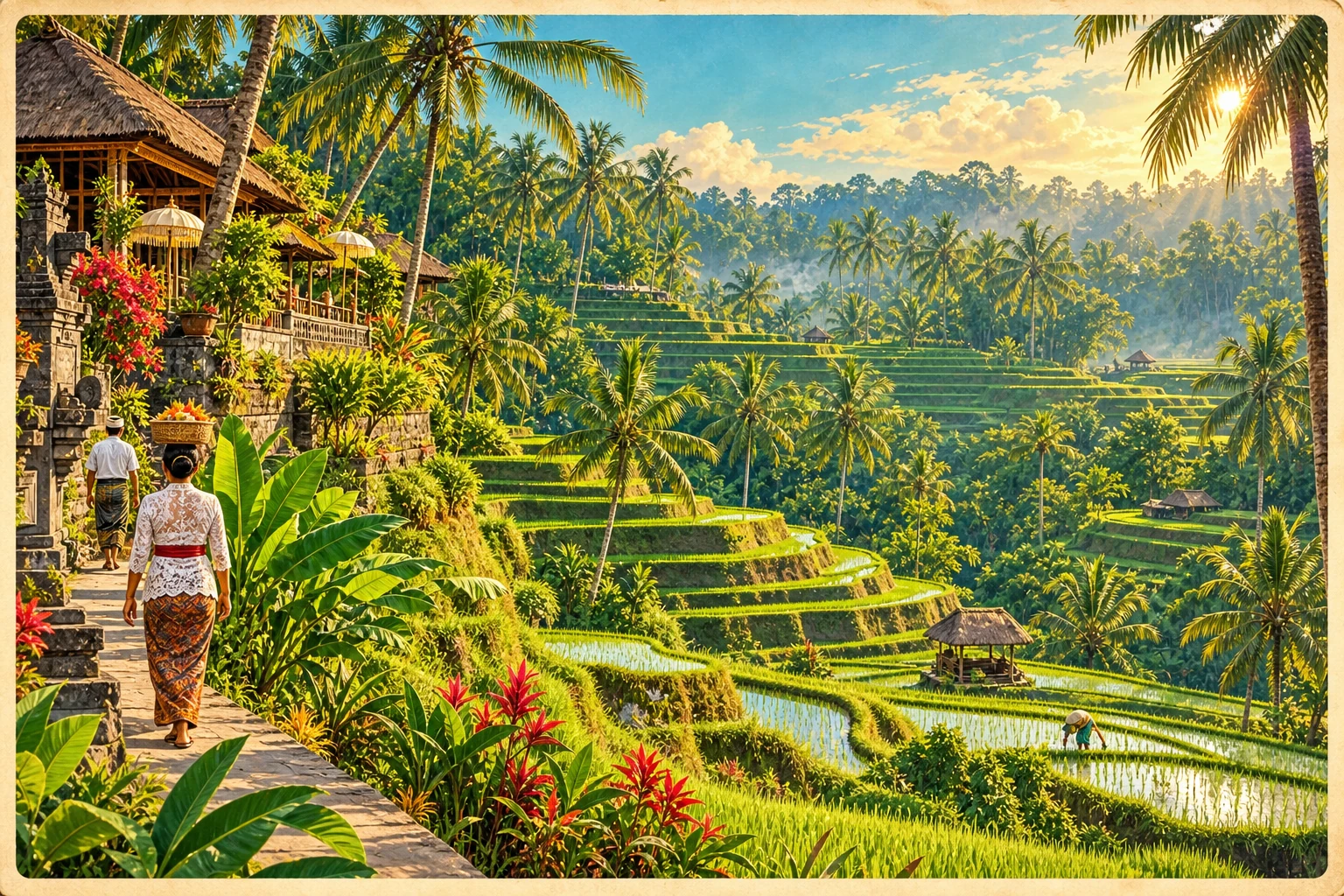 Illustrated Tegalalang Rice Terraces