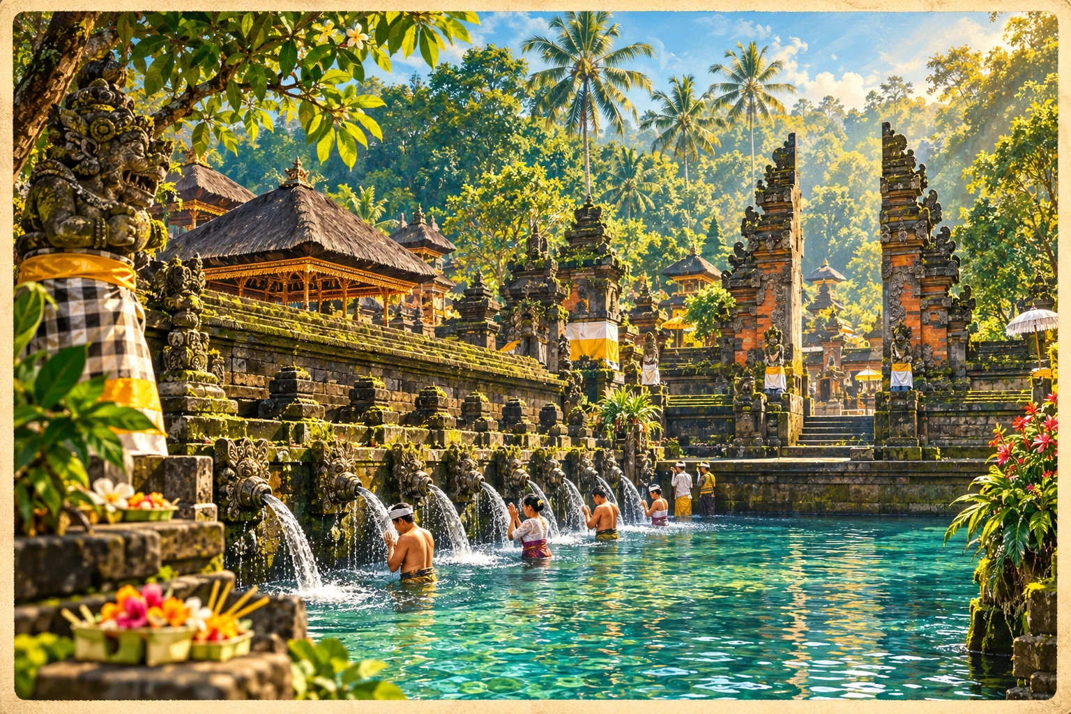 Illustrated Tirta Empul Temple