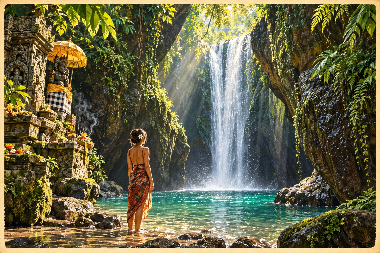 Illustrated Tukad Cepung Waterfall