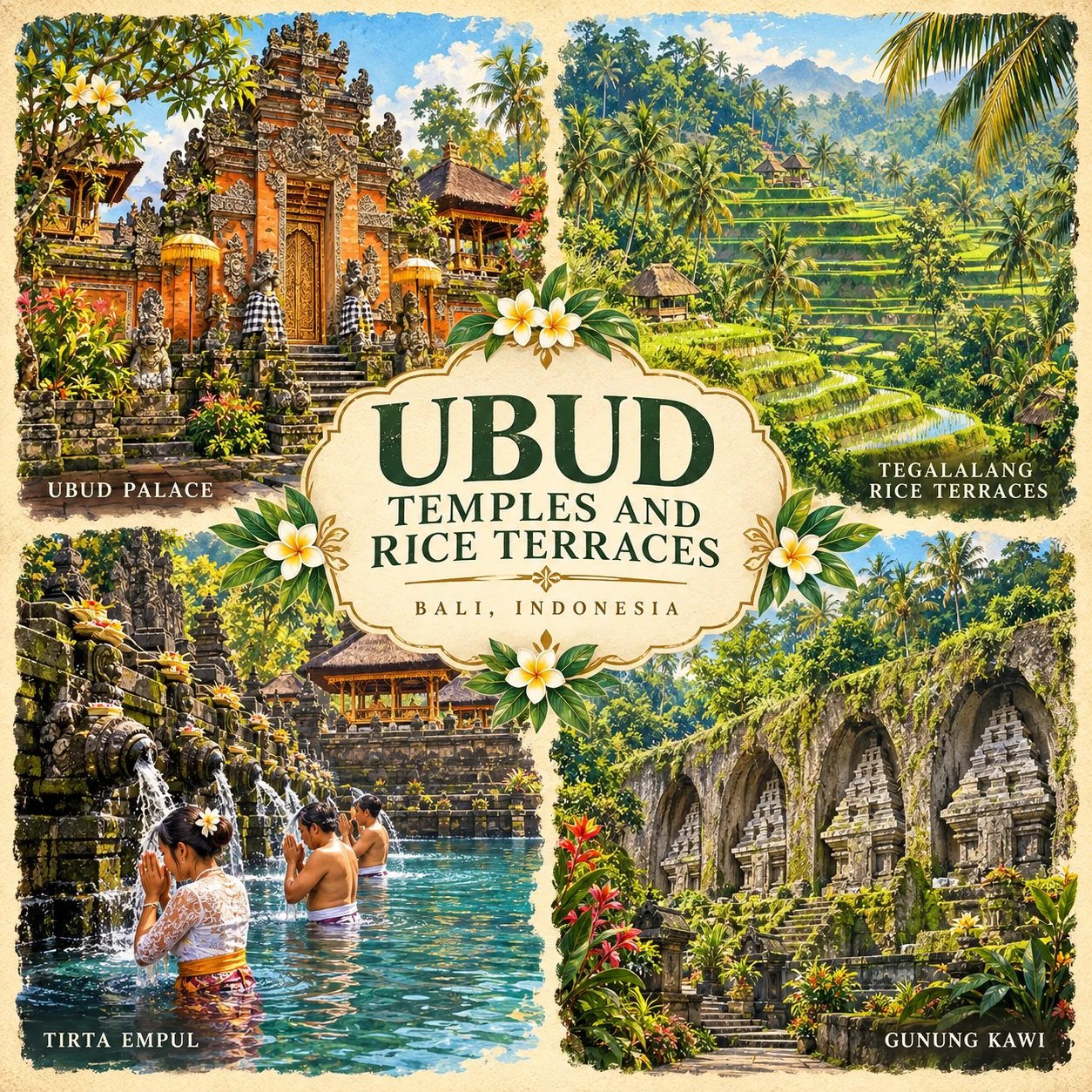 Illustrated Ubud Temples & Rice Terraces route