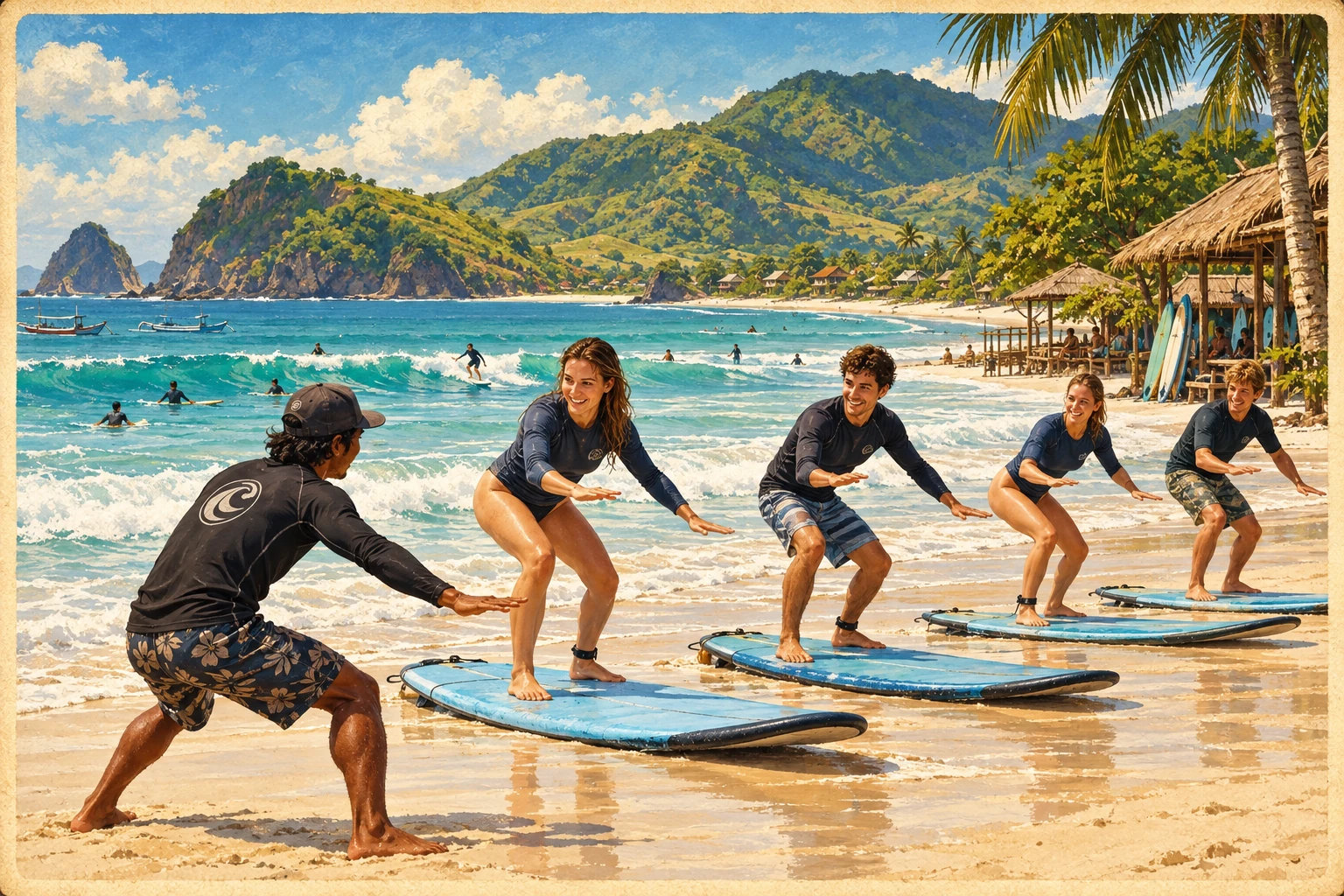 Illustrated Learn to surf at Selong Belanak experience