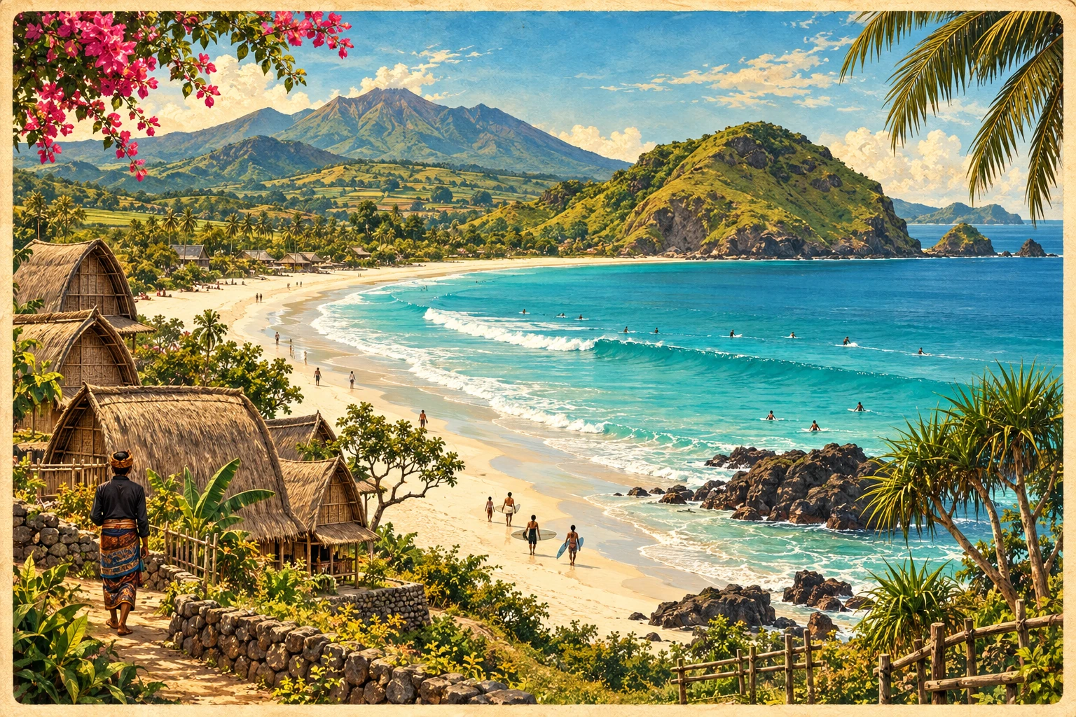 Illustrated Selong Belanak Beach