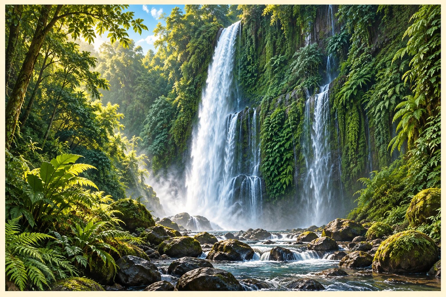 Illustrated Sendang Gile Waterfall