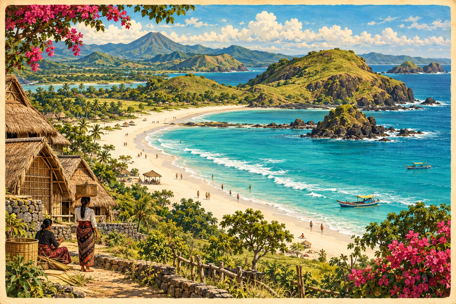 Illustrated Tanjung Aan Beach
