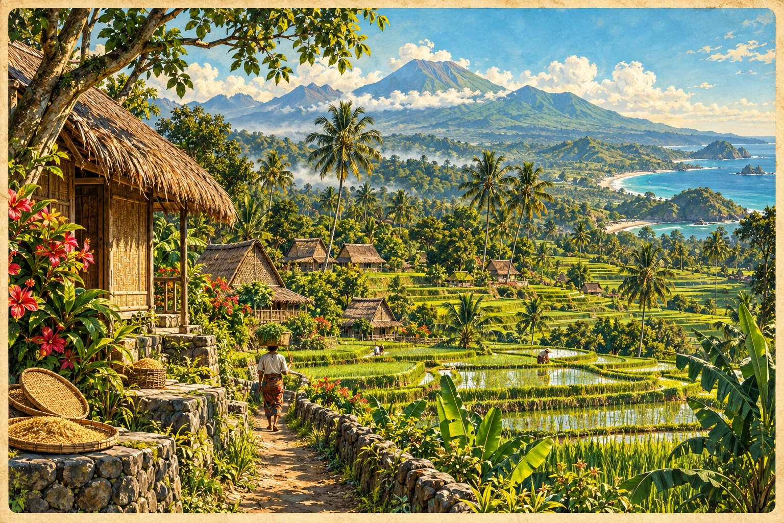 Illustrated Tetebatu Rice Fields