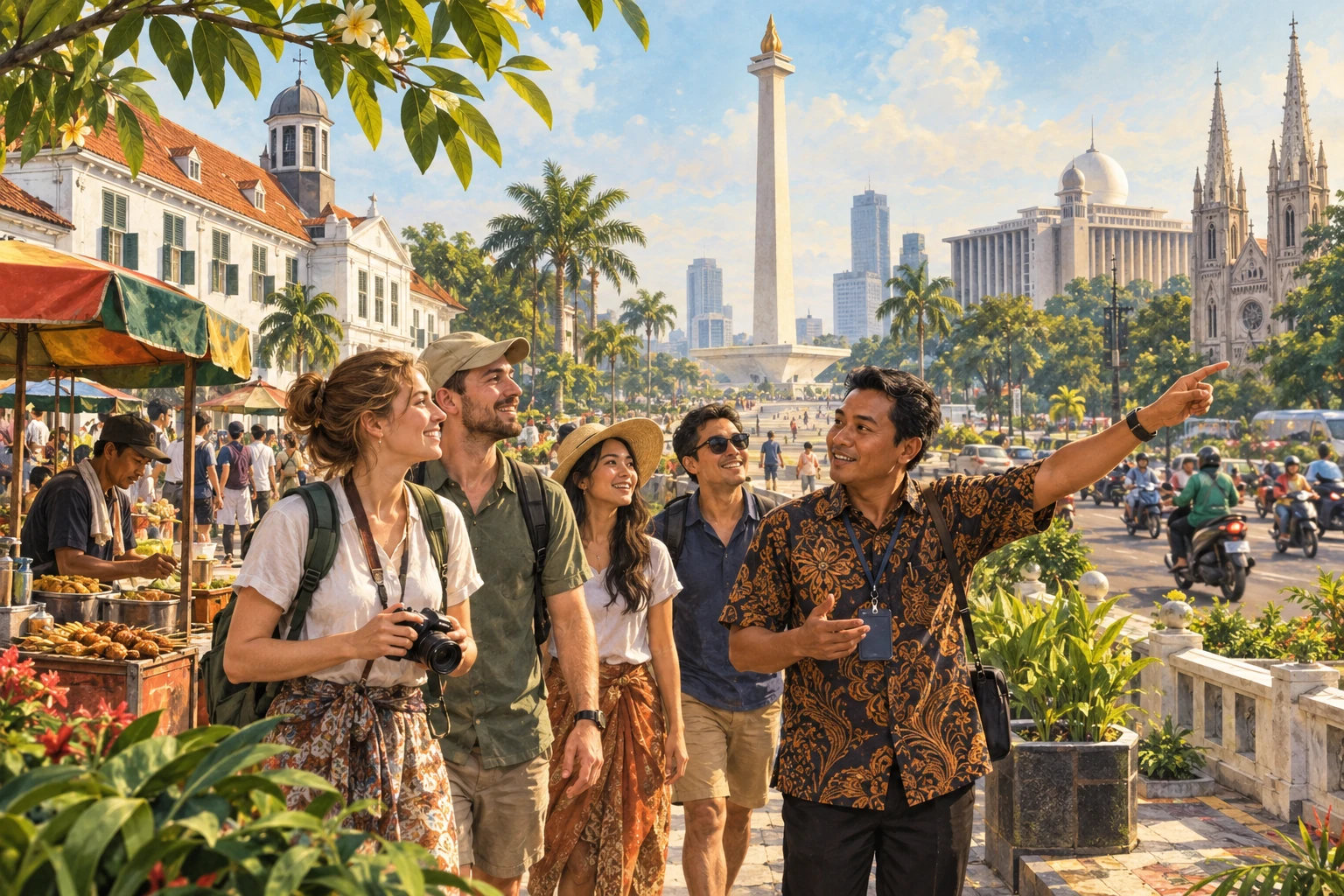 Illustrated Explore Jakarta on a city tour experience