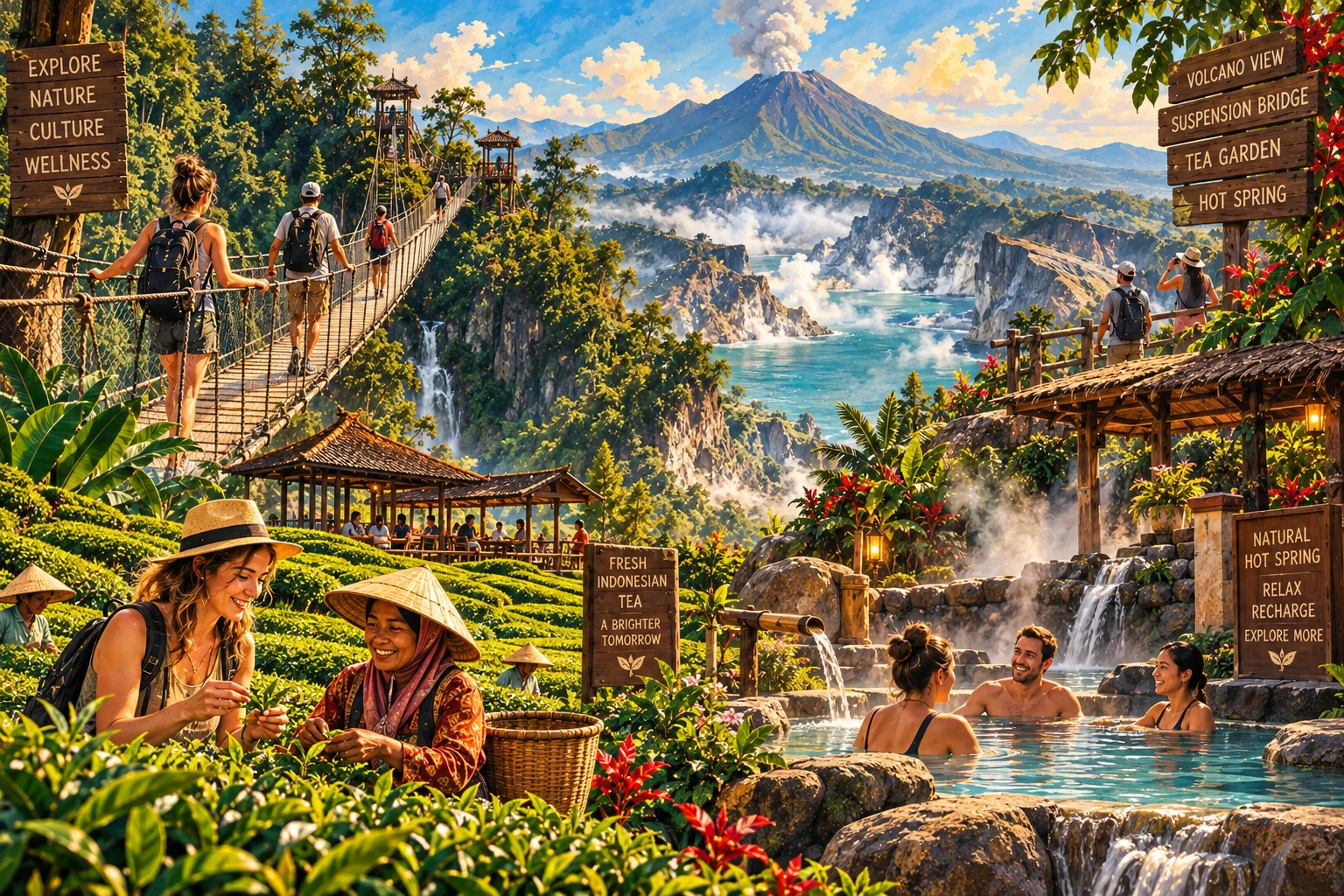 Illustrated Volcano, tea gardens & suspension bridge experience