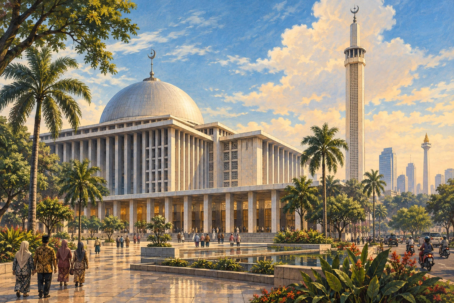 Illustrated Istiqlal Mosque