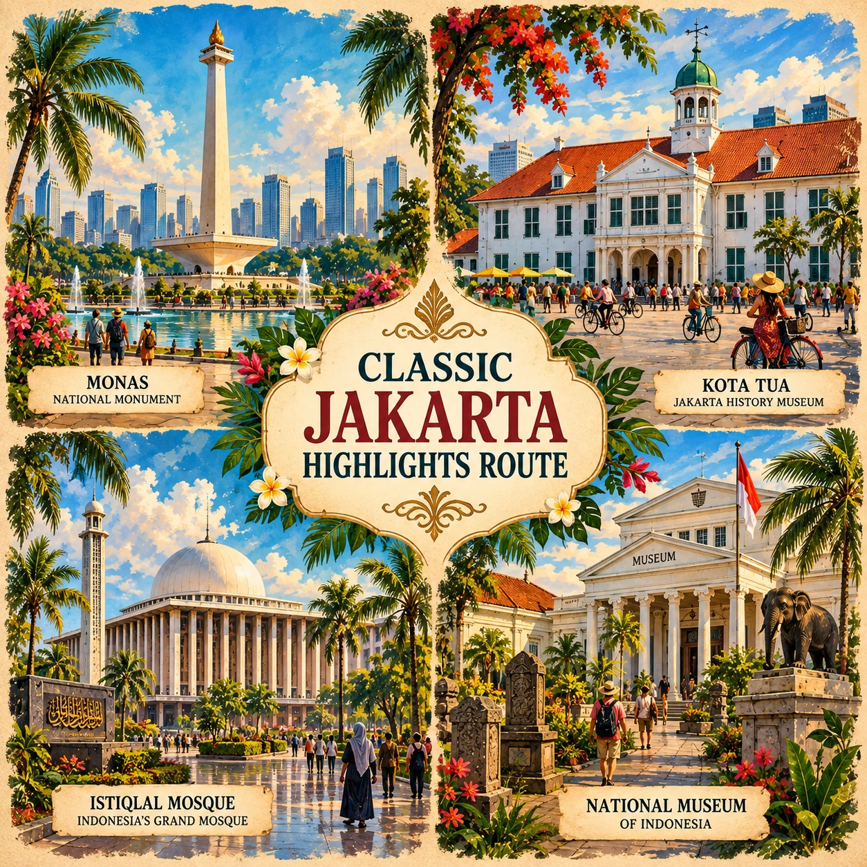 Illustrated Classic Jakarta Highlights route