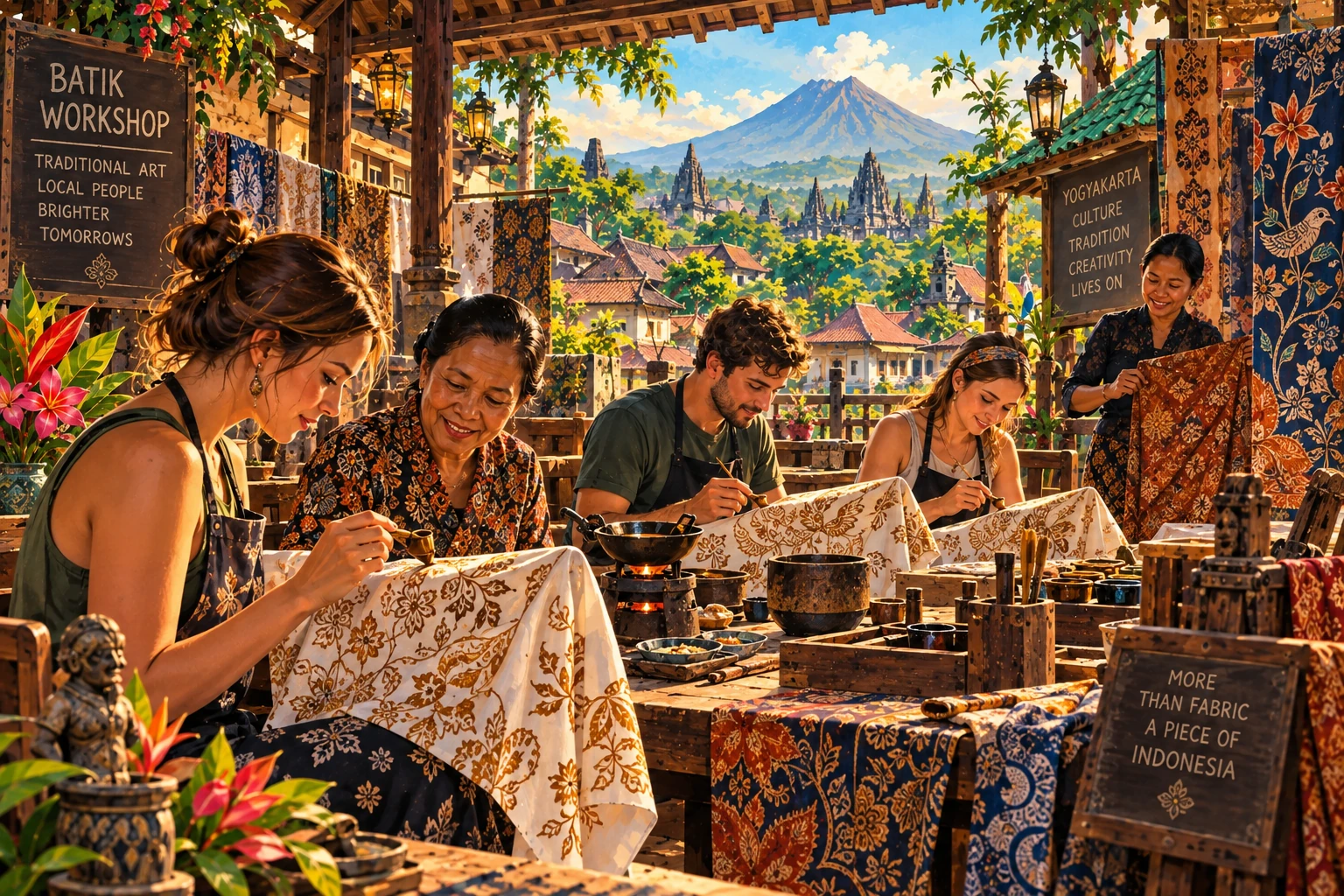 Illustrated Make batik with natural dyes experience