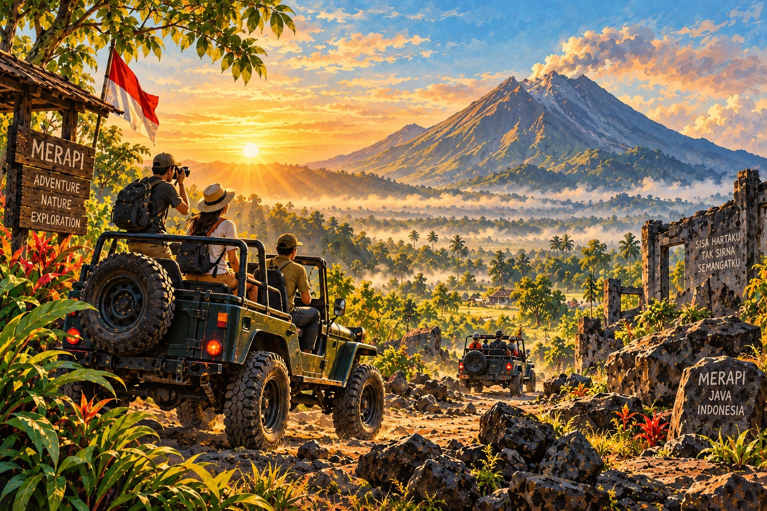 Illustrated Take a Merapi sunrise jeep outing experience