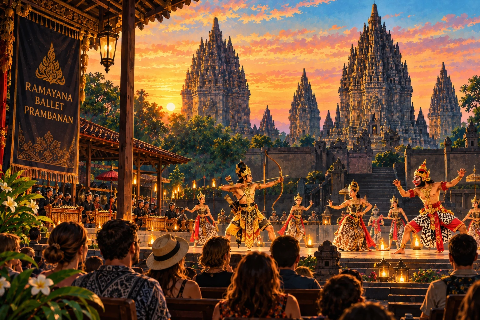 Illustrated Watch Ramayana Ballet at Prambanan experience