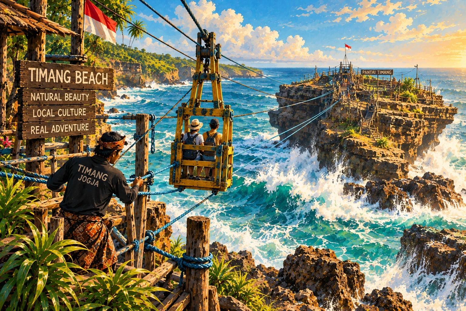 Illustrated Ride the Timang Beach gondola experience