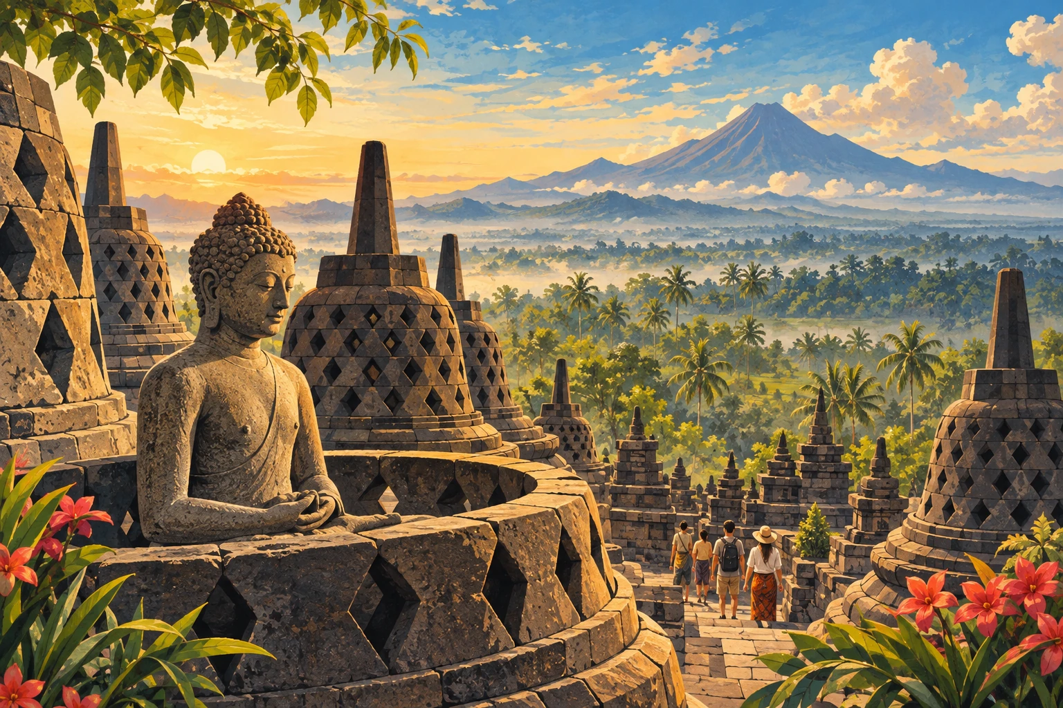 Illustrated Borobudur Temple